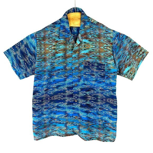 Vintage Pineapple Connection Hawaiian Shirt Men S Blue Disco Short Sleeve - Picture 1 of 10